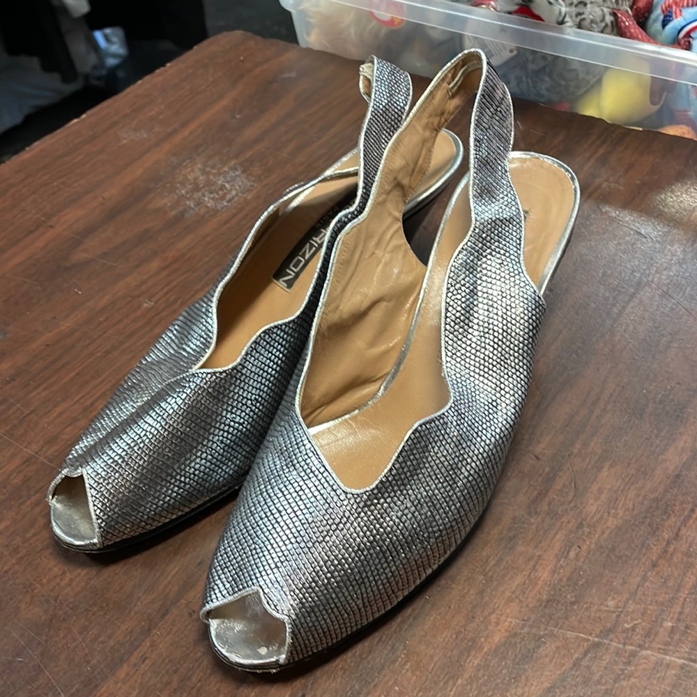Vintage silver kitten heels Maud Frizon size 39.5